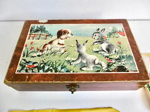 ANCIEN JEU DE CUBES EN BOIS 22 x 14 cm - COMPLET - USURES EUR 12,00
