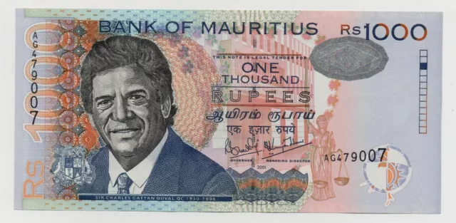 Mauritius 1000 Rupees 2001 Pick 54B Unc