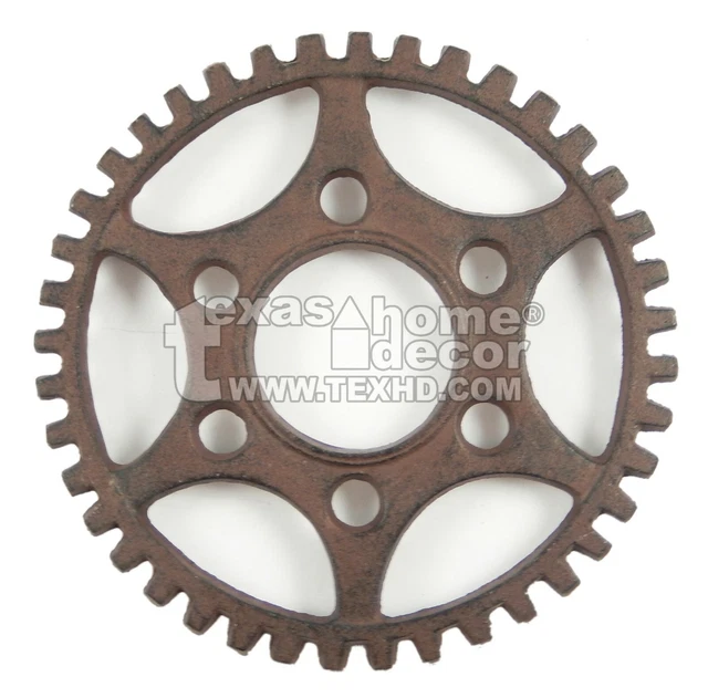 Round Dented Gear Trivet Cast Iron Rustic Antique Style Plaque Hot Pot Holder