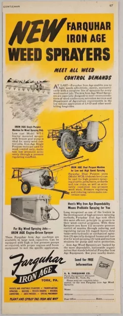 1948 Print Ad Farquhar Iron Age Weed Sprayers Farm Tractor York,Pennsylvania