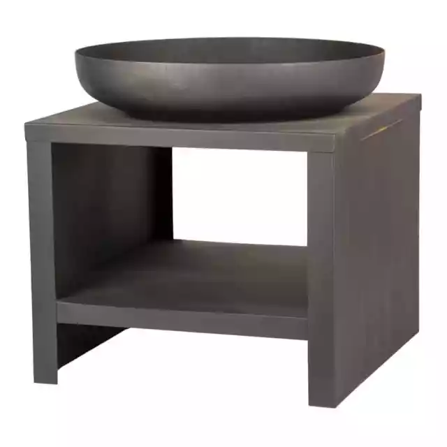 Esschert Design Bol à feu avec rangement en bois 62 cm Noir