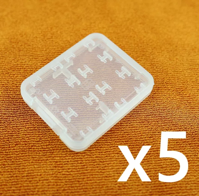 (Pack of 5) SD MMC Micro SD TF Memory Card Cases Storage Box Transparent Plastic