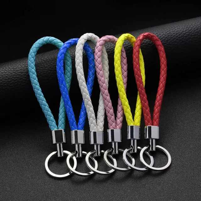 Braided PU Leather Braided Keychain DIY Bag Pendant Keyring Holder For Car key