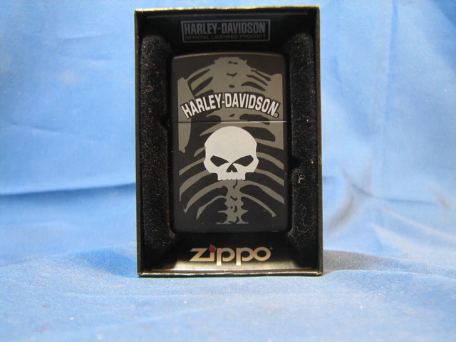 Zippo 2012 Harley Davidson Skull Black Matte Lighter Unfired In Box V298