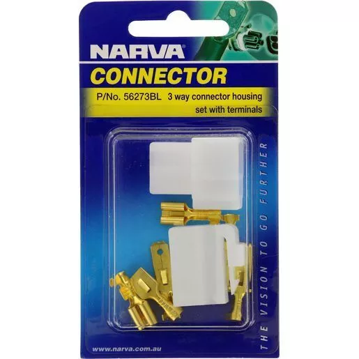 Narva 56273Bl 3 Way Connector Housing With Terminals Amperage Rating 20A