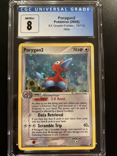 CGC 8 Holo Porygon2 Pokemon Card Ex Unseen Forces 12/115 NM/MINT Vintage
