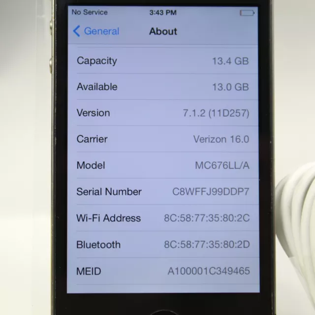 Apple iPhone 4 A1349 (UNLOCKED) Smartphone 3G Black 8GB NON SIM MODEL IOS 7.1.2 2