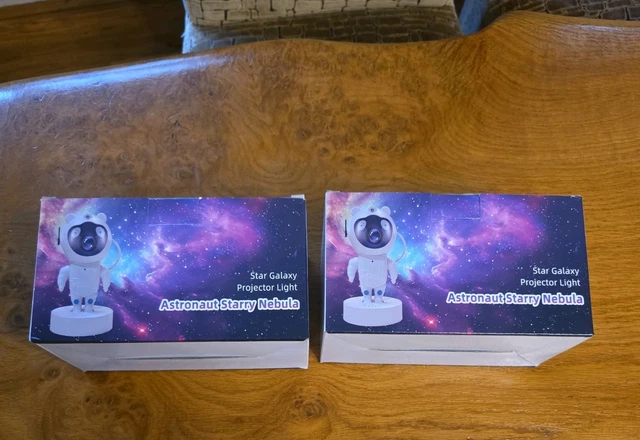 2 X ASTRONAUT LED Starry Galaxy Projector Night Light Nebula Moon Star ...