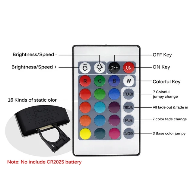 24KEY RGB CONTROLER Usb DC5V LED Tape 5050 2835 IR Remote Controller ...