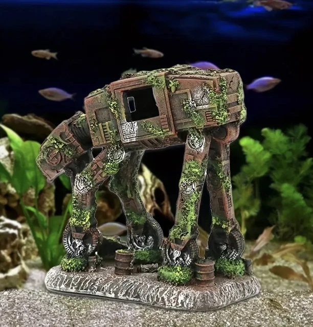 AQUARIUM DECORATIONS FISH Tank Aquarium Star Wars ATAT Ornament £24.94