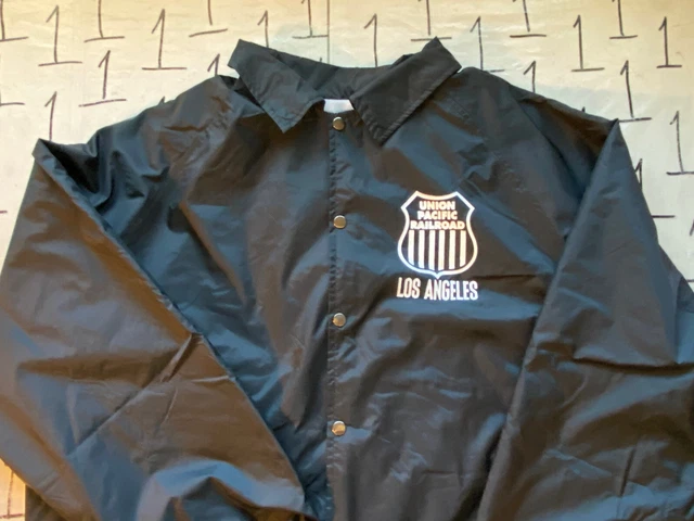 2XL NWOT Vintage Union Pacific Railroad Los Angeles Windbreaker Black Jacket