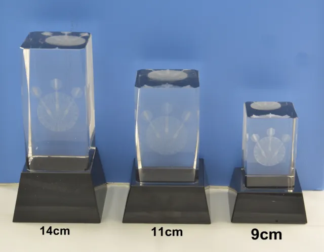 3D Kristallglas-Würfel Avec Fléchettes Inclus Légende en Boîte de Cadeau