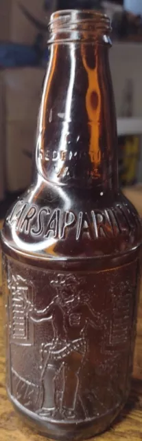 Vintage Sioux City Sarsaparilla Dark Amber 12 Oz Cowboy Saloon Door Soda Bottle