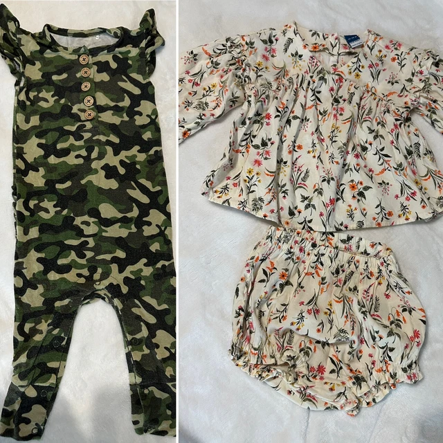 LOT OF 3- Baby Girl Size 12-18 Months Posh Peanut Camo And Old Navy Floral EUC