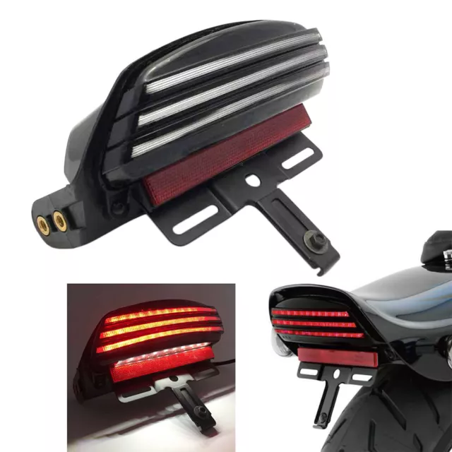 Tri-Bar Motorcycle Fender LED Tail Light Brake Lamp for Harley Softail FXST