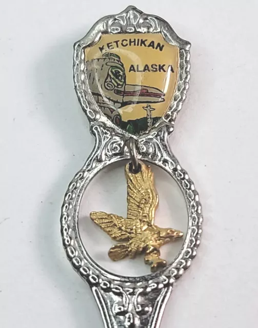 Ketchikan Alaska Souvenir Spoon Flying Eagle Charm Gnome Ancorage 4" Long
