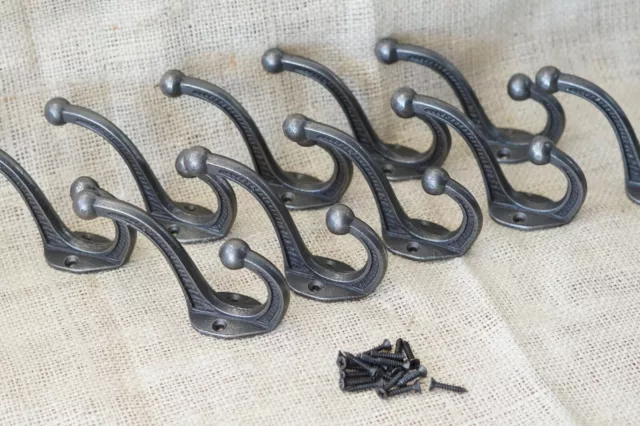 10 Cast Iron School Style Coat Hooks Hat Hook Rack Hall Tree Acorn Hook Towel