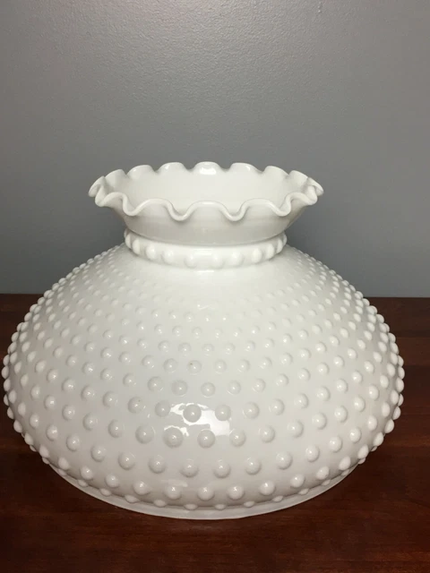 Vintage Hurricane Lamp Shade White Milk Glass Hobnail GWTW LARGE Lamp Shade