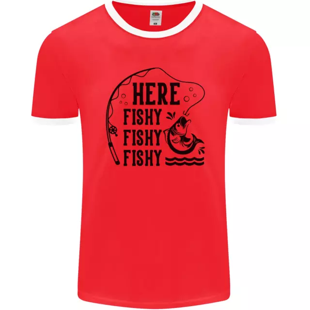 Maglietta da uomo Here Fishy Fishy Funny Fishing Fisherman fotoL