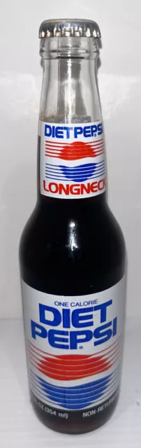 Vintage Diet Pepsi 12 Oz. Longneck NOS Full Unopened Bottle. Cola Wars!