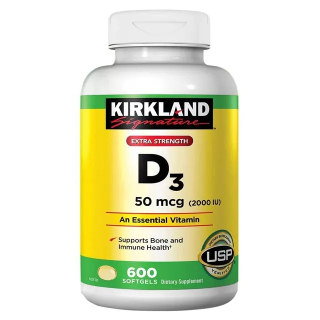 Kirkland Extra Strength Vitamin D3 50 mcg 2000 IE | Knochen & Immun - 600 Softgels