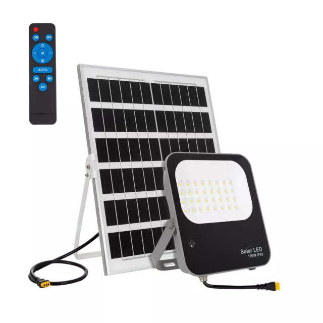 Foco Proyector LED Solar 100W 170lm/W IP65 con Control Remoto