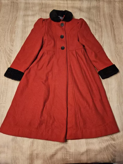 Vintage Rothschild Red Wool Blend Girls Dress Coat Size 10 Made In Usa