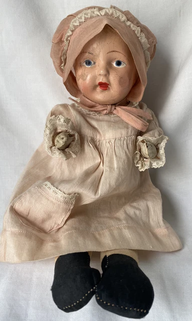 Antique Doll Composition Head Pin Joints Sawdust Body 15"