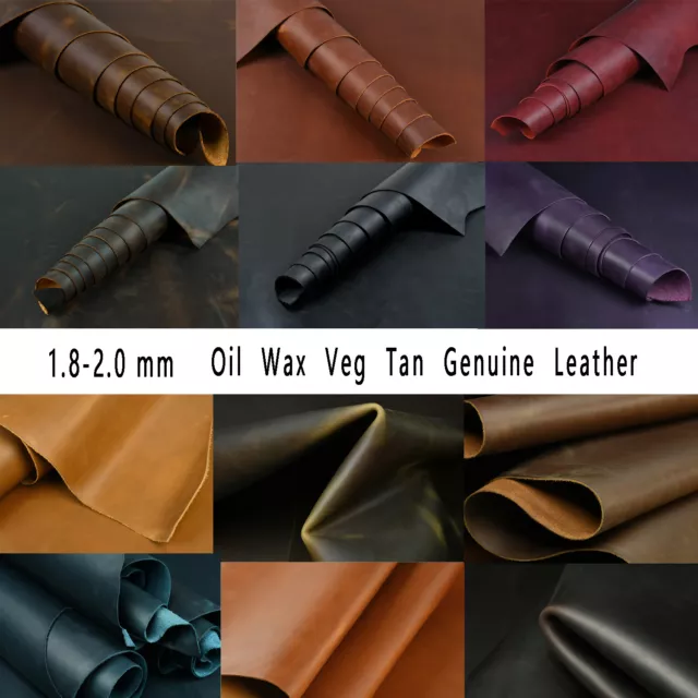 Oil Wax Dyed Veg Tan Genuine Leather Cowhide Craft Piece Top Grain 1.8-2.0mm