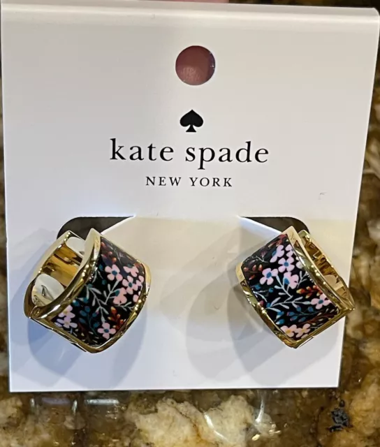 Kate Spade New York heritage spade flower hoop earrings NWT 2