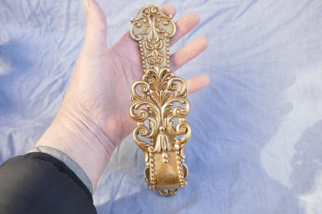 Vintage Pair Curtain Tie Back/Drape Overs Gilt Brass Italian Mid To Late Century 9