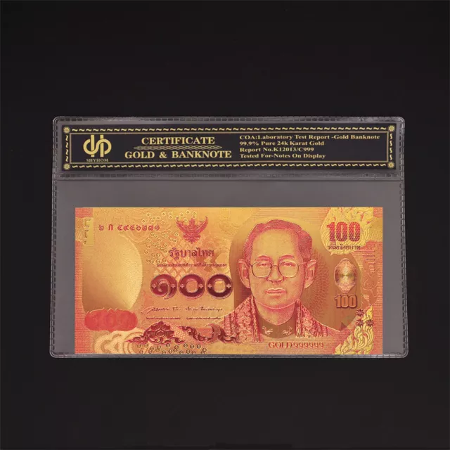 Thailand 100Baht Gold Banknote Custom Note Money World Paper Money Note