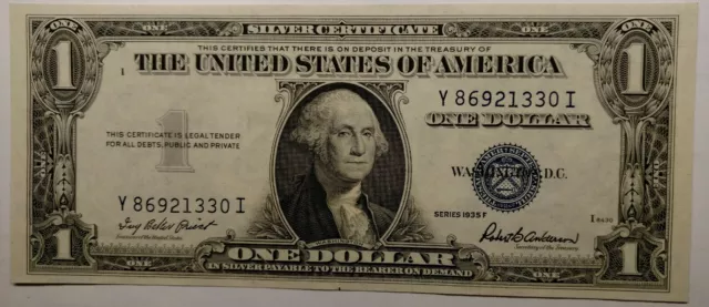 1935-F $1.00 Silver Certificate  FR 1615  Y-I Block  Gem Uncirculated No Motto.