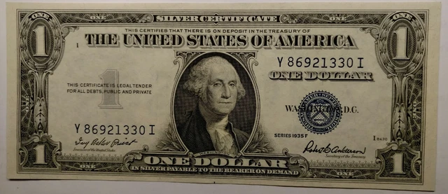 1935-F $1.00 Silver Certificate  FR 1615  Y-I Block  Gem Uncirculated No Motto.