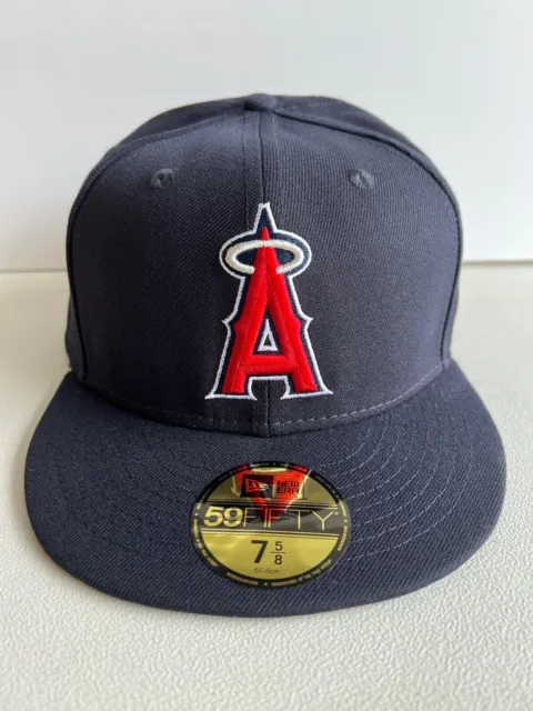 New Era 59Fifty Fitted Authentic Hat Cap Mlb Los Angeles Angels Dark Blue