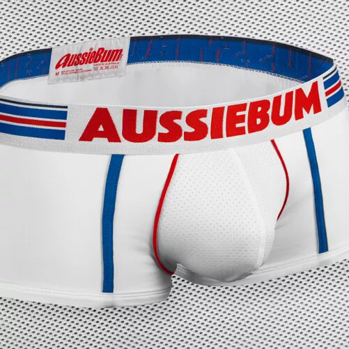 New GridFit Aussiebum White Mens Trunks/Underwear