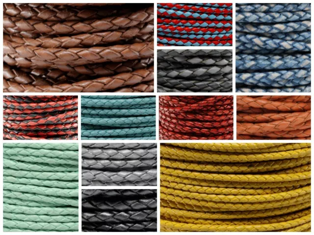 Premium Genuine Round Bolo Braided Leather Cord Rope String Lace 3MM 1/8"