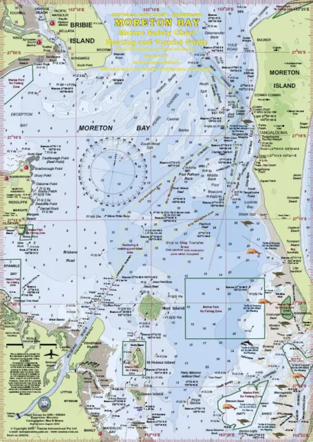 Boating, Fishing, Qld Marine Safety Chart - MORETON BAY - Camtas