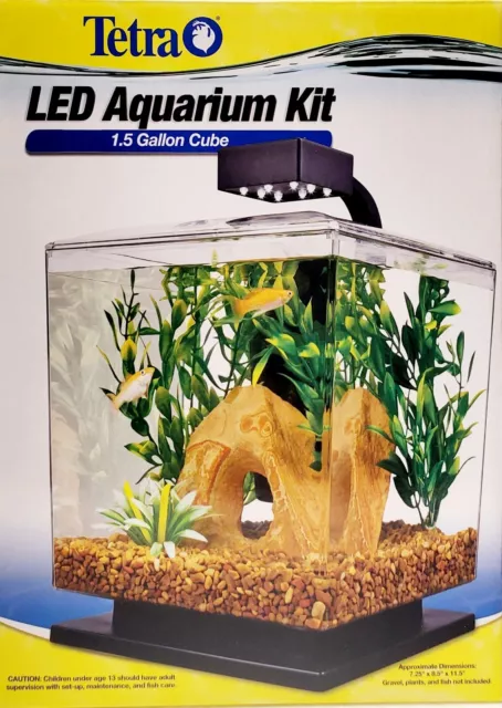 TETRA LED Aquarium Kit 1.5 Gallon Cube Tank with Whisper Filter & LED Light