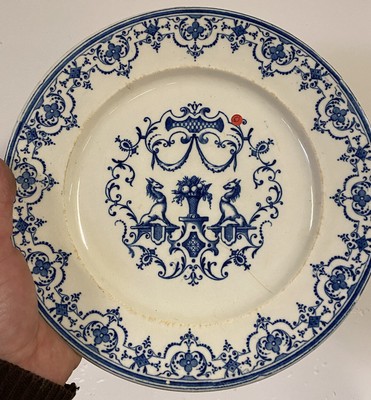 Assiette faïence Bordeaux Jules Vieillard "Grands Oiseaux" Plate blue bird 