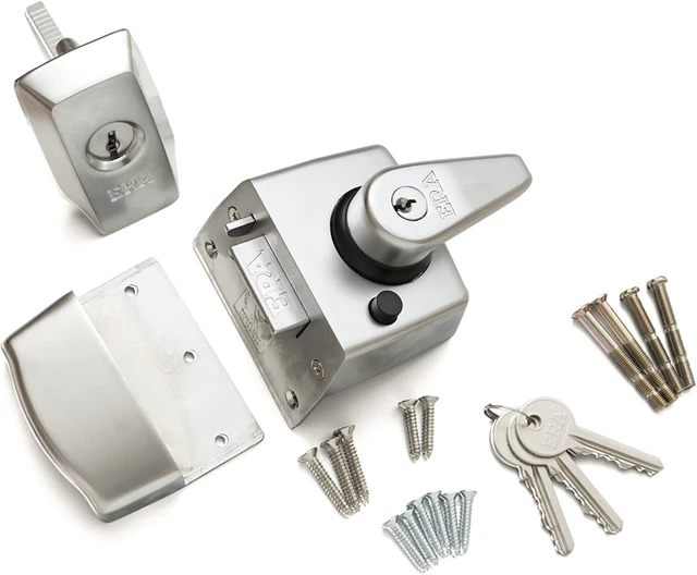 ERA 1930-35-1 60mm Maximum Security BS Nightlatch with Satin Chrome Body , Grey