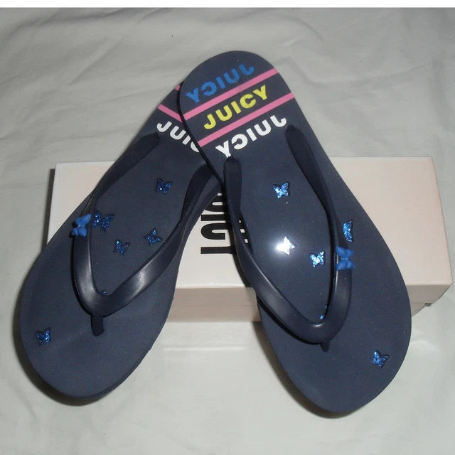 Infradito Juicy Couture Kitty Ragazze Regalo Blu Navy Taglia 5, Uk 4