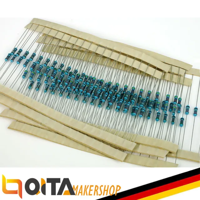 600stk Widerstände Resistor Metallfilm 1/4W Widerstand 10Ω-1MΩ Sortiment Set