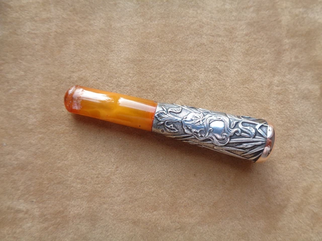 FUME CIGARETTES ANCIEN - En Ambre, Argent Et Vermeil - Dans Sa Boite D