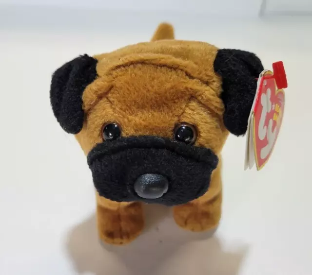 Ty Beanie Baby Rootbeer Pug Dog Brown Black Original Beanie Babies 2