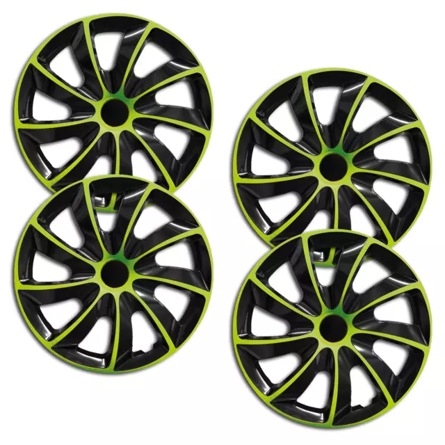 Enjoliveurs, Décoration pour Roues Turbo Universel 15“ Pouces Noir Vert 4 Pièce