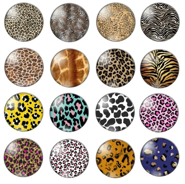 10 African Animal Print Skin Cabochons Mixed Round Glass Cabochon Flat Back Cat