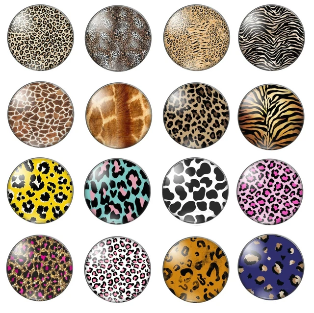 10 African Animal Print Skin Cabochons Mixed Round Glass Cabochon Flat Back Cat