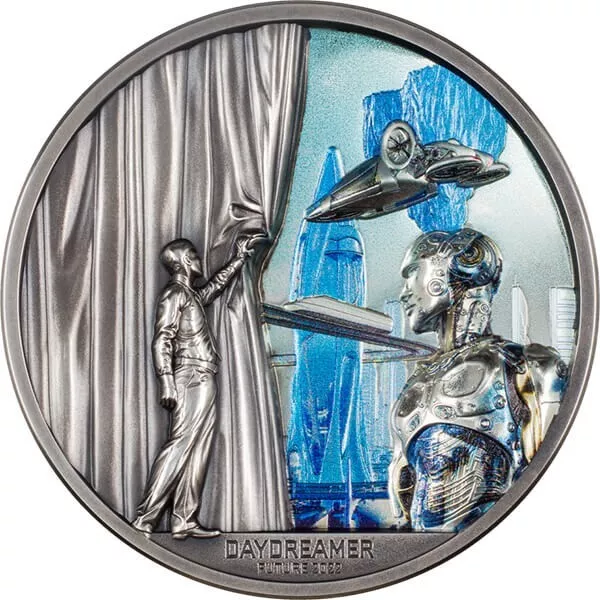 Future Daydreamer 2 oz Antique finish Silver Coin 10$ Palau 2022