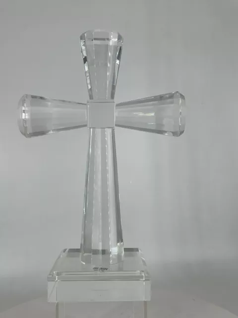 Lead Crystal Cross Signed Oleg Cassini. 9 Inches Tall.  Easter Time